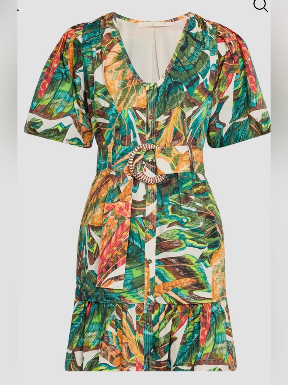 Marie Oliver Gwenyth Colorful Tropical Print Belted Mini Dress